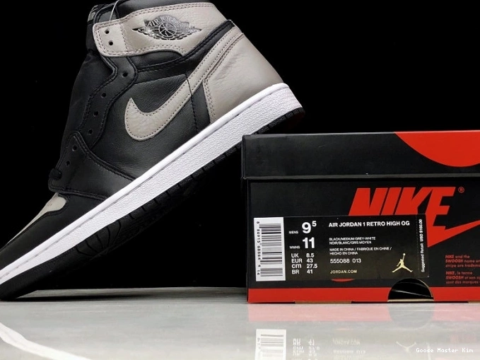 Grey Air 1 OG High Jordan Black 555088-013 Shadow Retro 0805